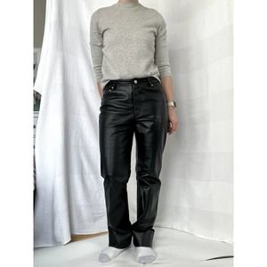 Vintage Glossy Black Leather Pants by Leather Newport News Women Size 4-6